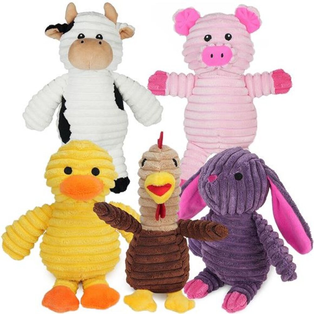 PrimePets Dog Toys, Plush Dog Squeaky Toys 5 Pack Stuffed Cute Dog Gift Toys